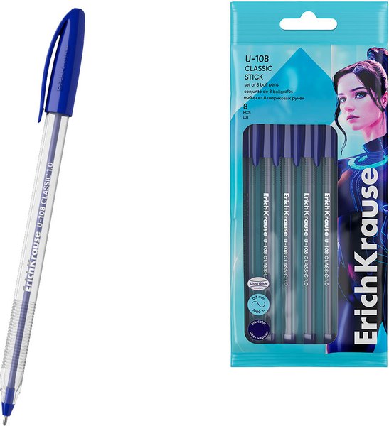 Набор шариковых ручек Erich Krause U-108 Stick Classic 1.0 Ultra Glide Technology / 63681 (8шт)