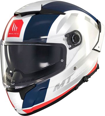 Мотошлем MT Helmets Thunder 4 SV Treads (S, глянцевый белый/синий) - 