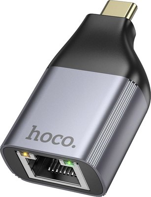 Адаптер Hoco UA35 Type-C - RJ45 (металлик) - 