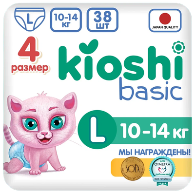 

Подгузники-трусики детские, Basic L 10-14кг KB102