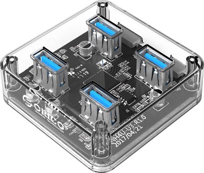 USB-хаб Orico MH4U-U3-10-CR-BP (прозрачный) - 