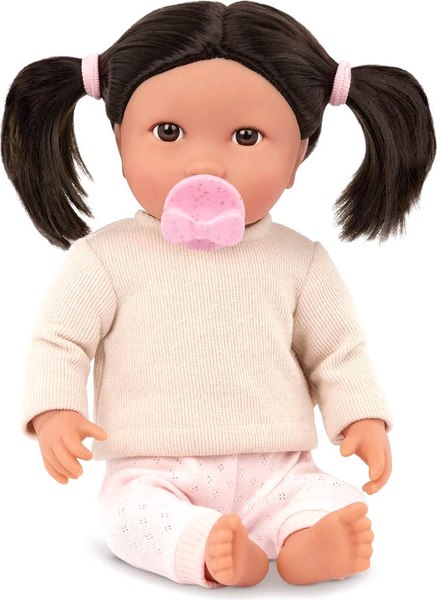 Пупс с аксессуарами LullaBaby С темными волосами в бежевой кофте, азиатка / LBY7283