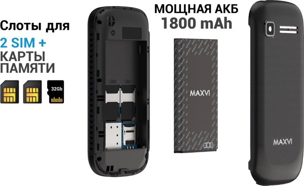 Мобильный телефон Maxvi B201 (черный)