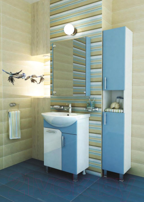 Шкаф с зеркалом для ванной Triton Эконом-55 (голубой)