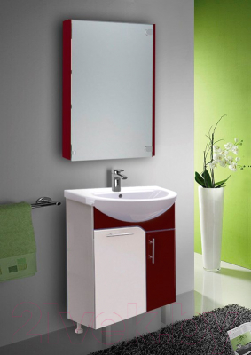 Шкаф с зеркалом для ванной Triton Эконом-55 (вишневый)