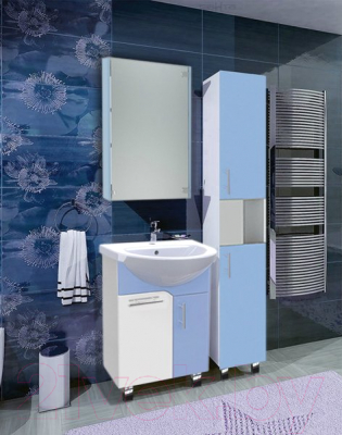Шкаф с зеркалом для ванной Triton Эконом-60 (голубой)