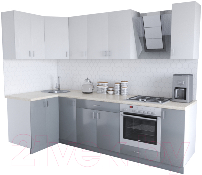 Готовая кухня Хоум Лайн Кристалл Люкс 1.2x2.7 (серый пыльный/белый)