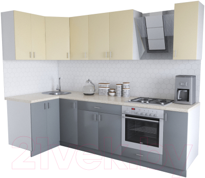 Готовая кухня Хоум Лайн Кристалл Люкс 1.2x2.7 (серый пыльный/ваниль)