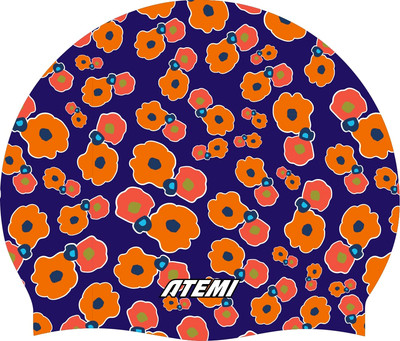Шапочка для плавания Atemi Silicone cap Orange flower / TSC1OF - 