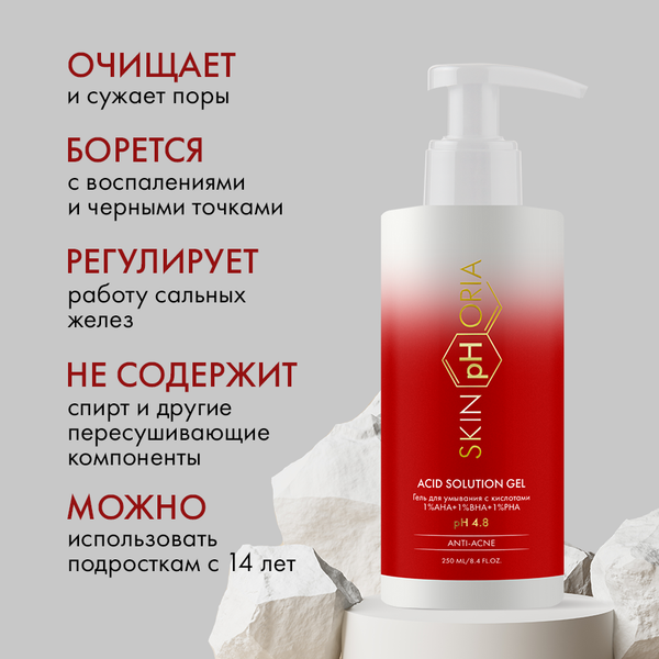 Гель для умывания SkinpHoria Anti-Acne Acid Solution с кислотами (250мл)