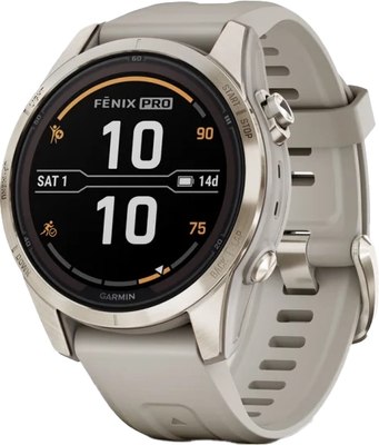 Умные часы Garmin Fenix 7S Pro Sapphire Solar 42mm / 010-02776-15 (мягкое золото/песок) - 