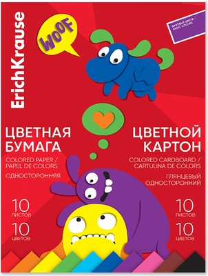 Набор цветной бумаги и картона Erich Krause Jolly Friends / 63633 (20л) -