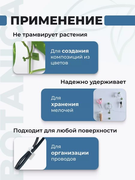 Набор зажимов садовых BOTANICA И проводов (20шт, белый)