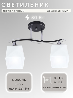 Потолочный светильник Aitin-Pro НПБ 02-2х40-101 / XA1036B/2 (черный/хром) -