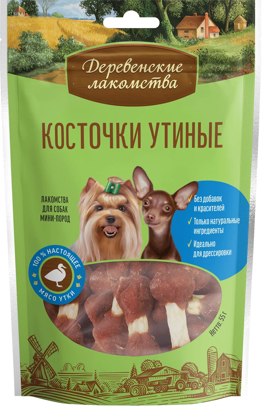 Набор лакомств для собак Деревенские лакомства Косточки утиные (5x55г) — фото 2