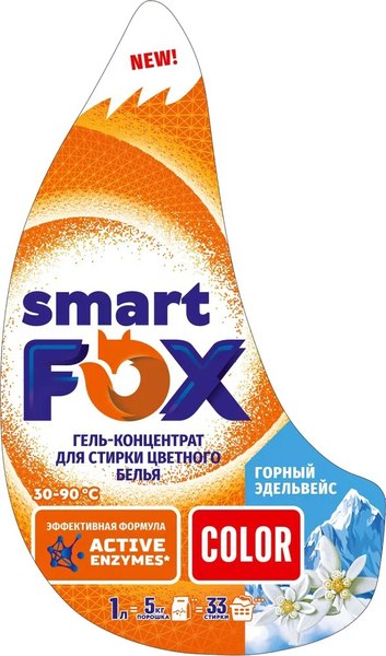 Гель для стирки Smart FOX Color Горный эдельвейс / 190003 (1л)