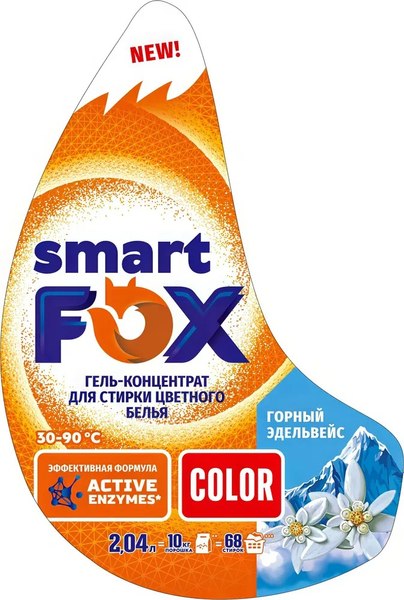 Гель для стирки Smart FOX Color Горный эдельвейс / 190010 (2.04л)
