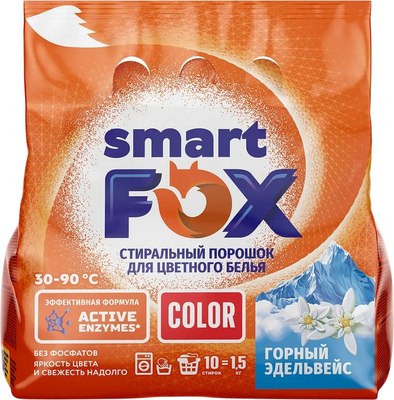 Стиральный порошок Smart FOX Color Горный эдельвейс / 190 001 (1.5кг) - 