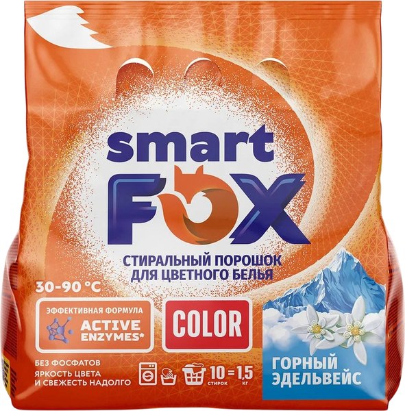 Стиральный порошок Smart FOX Color Горный эдельвейс / 190 001 (1.5кг)