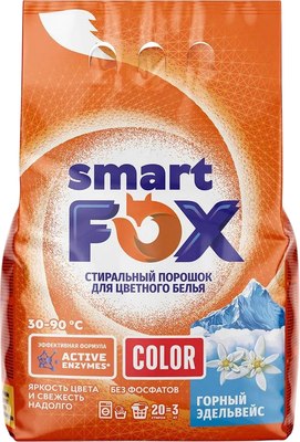 Стиральный порошок Smart FOX Color Горный эдельвейс / 190002 (3кг) - 