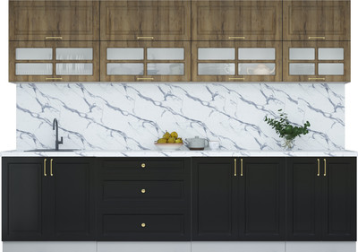 Кухонный гарнитур Интерлиния Мила Шато 3.0Б (дуб вотан/черный/белый гранит) - 