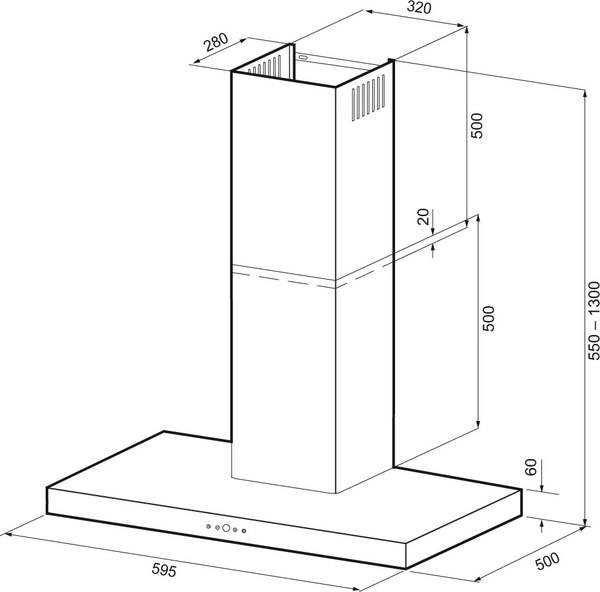 Вытяжка Т-образная Krona Franziska 600 Inox S / КА-00007238