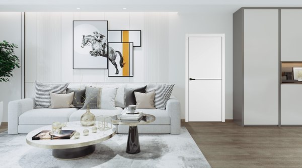 Дверь межкомнатная Emalex Basic 1 80x200 (Ice/ABS Black)