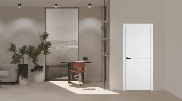 Дверь межкомнатная Emalex Basic 1 80x200 (Ice/ABS Black)