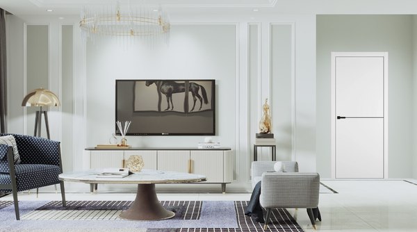 Дверь межкомнатная Emalex Basic 1 80x200 (Ice/ABS Black)
