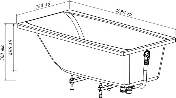 Ванна из искусственного мрамора Belux Импульс ВИ-1500