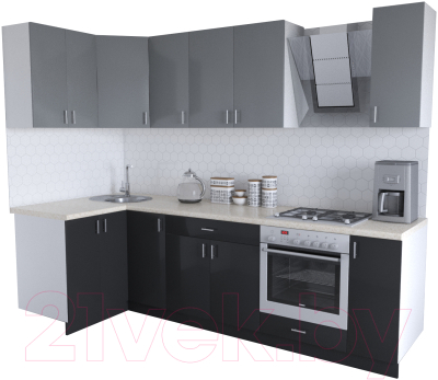 Готовая кухня Хоум Лайн Кристалл Люкс 1.2x2.7 (черный/серый пыльный)