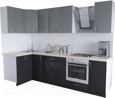 Готовая кухня Хоум Лайн Кристалл Люкс 1.2x2.8 (черный/серый пыльный)