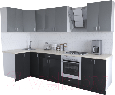 Готовая кухня Хоум Лайн Кристалл Люкс 1.2x3.0 (черный/серый пыльный)