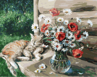 Картина по номерам БЕЛОСНЕЖКА Дачная жизнь кота Василия / 149-АВ - 