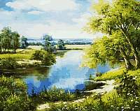 Картина по номерам БЕЛОСНЕЖКА Лесное озеро / 167-AB - 