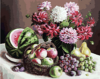 Картина по номерам БЕЛОСНЕЖКА Георгины и фрукты / 172-AB - 