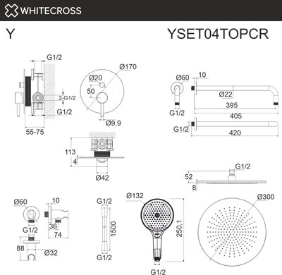 Душевая система Whitecross Y YSET04TOPCR (хром)