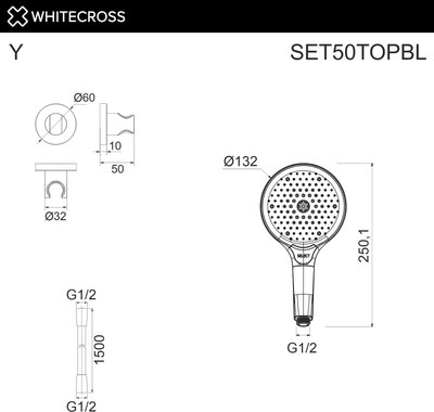 Душевой гарнитур Whitecross SET50TOPBL (черный матовый)