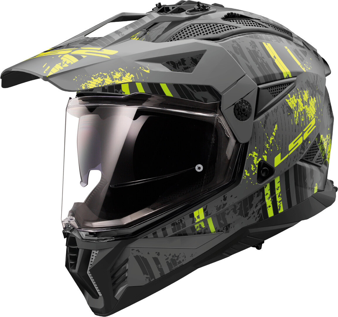Мотошлем LS2 MX702 Pioneer 2 Crazy (S, черный/желтый матовый)