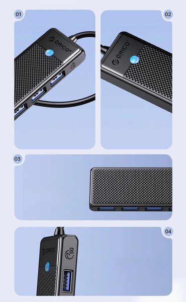 USB-хаб Orico PAPW4A-U3-015-BK-EP (черный)