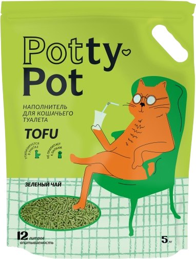 Наполнитель для туалета Potty-Pot Зеленый чай Тофу (5кг/12л)