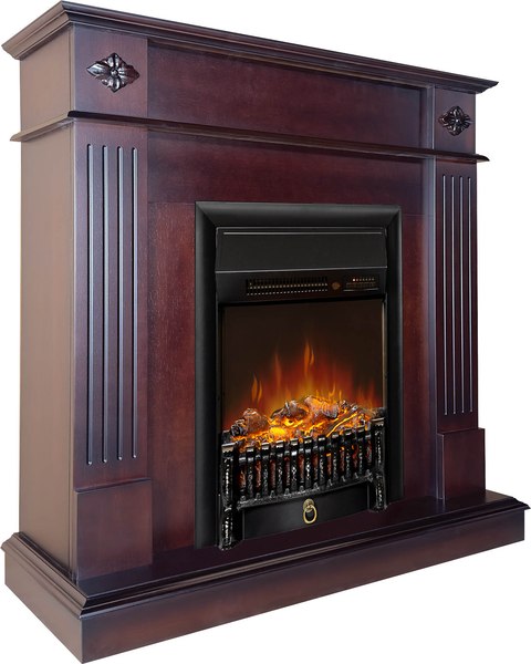 Каминокомплект Смолком Brighton STD-ASP Fobos FX M Black RC (махагон коричневый антик)