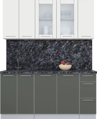 Кухонный гарнитур Интерлиния Мила Пластик 1.7 Б (зефирный/шторм/кастилло темный) - 