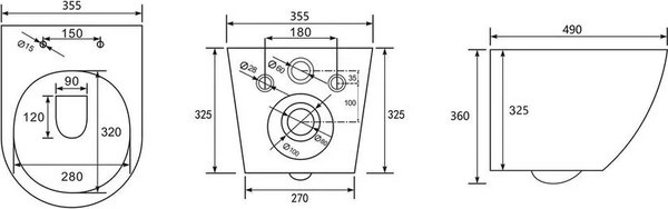 Унитаз подвесной с инсталляцией Abber Bequem AC1100T-AC0105-AC0120MCH (с кнопкой смыва)