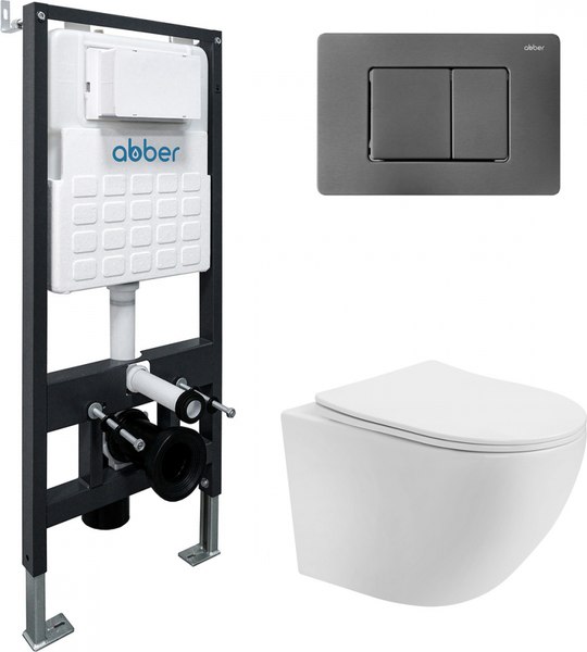 Унитаз подвесной с инсталляцией Abber Bequem AC1100T-AC0105-AC0120NG