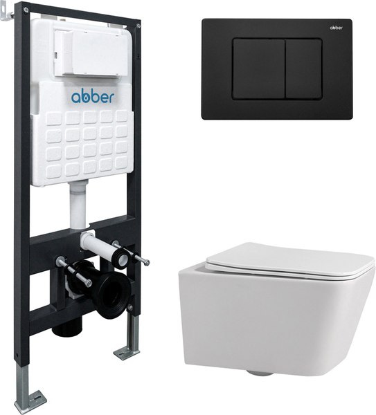 Унитаз подвесной с инсталляцией Abber Rechteck AC1201-AC0105-AC0120MB