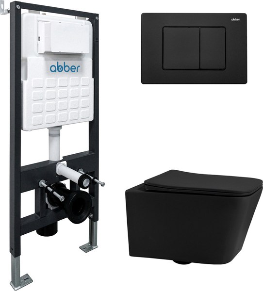 Унитаз подвесной с инсталляцией Abber Rechteck AC1201MB-AC0105-AC0120MB