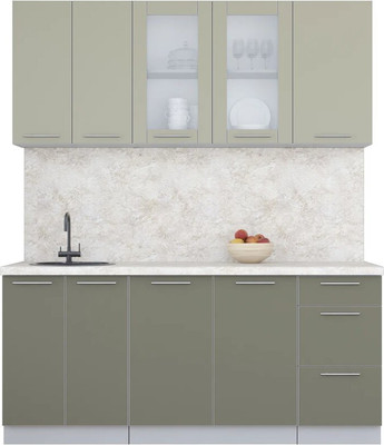 Кухонный гарнитур Интерлиния Мила Пластик 1.8 Б (латте/кварцевый/опал светлый) - 