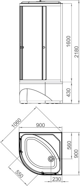 Душевая кабина Domani-Spa Delight Slim 99 High 90x90 / DS01DS99HWM00.Gt-Black