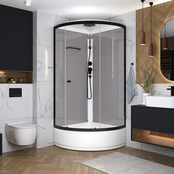 Душевая кабина Domani-Spa Simple 99 Mid 90x90 / DS01Sm99MGrCl00.Gt-V1.2-Black